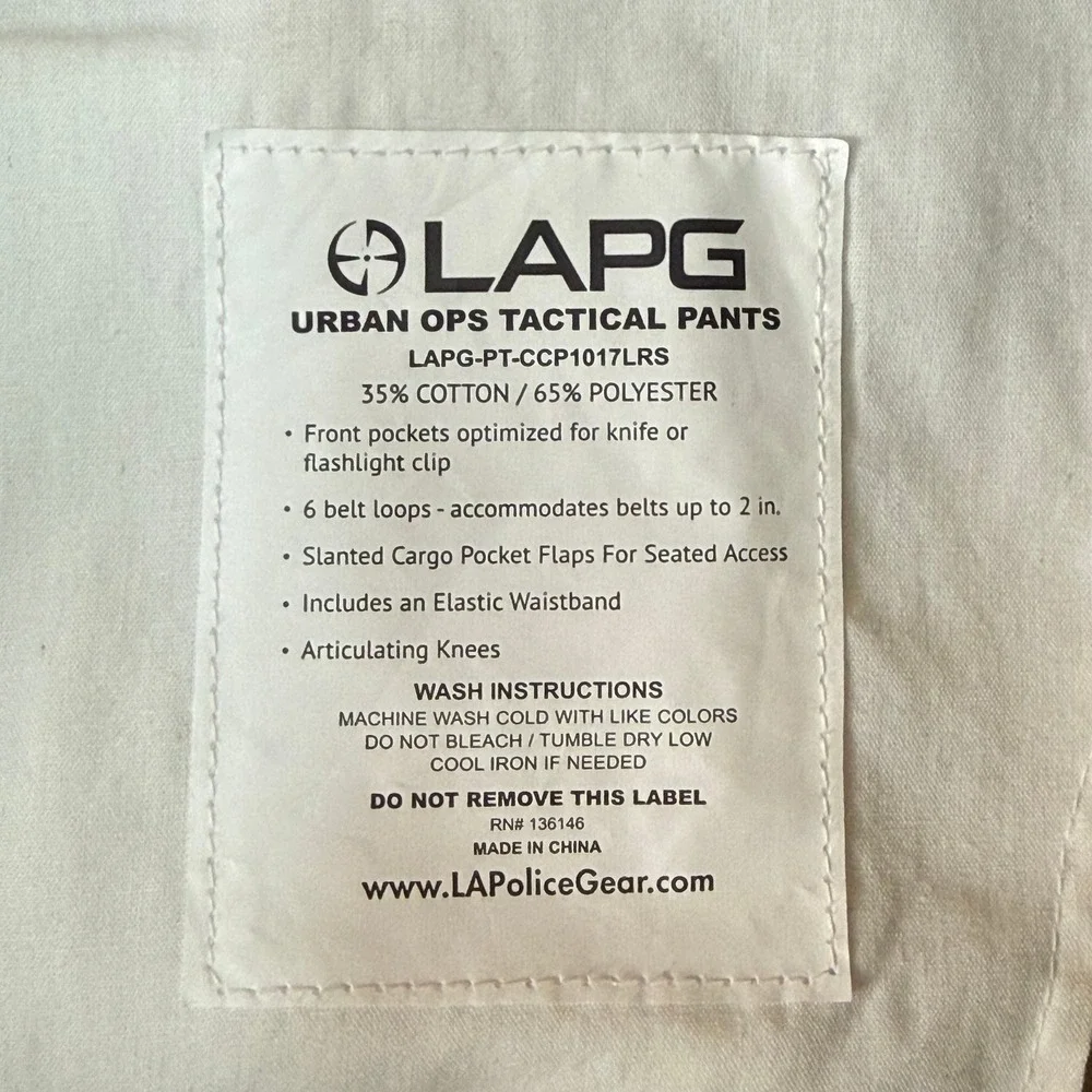 LAPG Pants Mens 42x32 Khaki Urban Ops Tactical Cargo Ripstop Police Gear Uniform